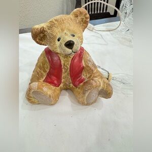 Charming Brown Teddy Bear Lamp with Red Vest